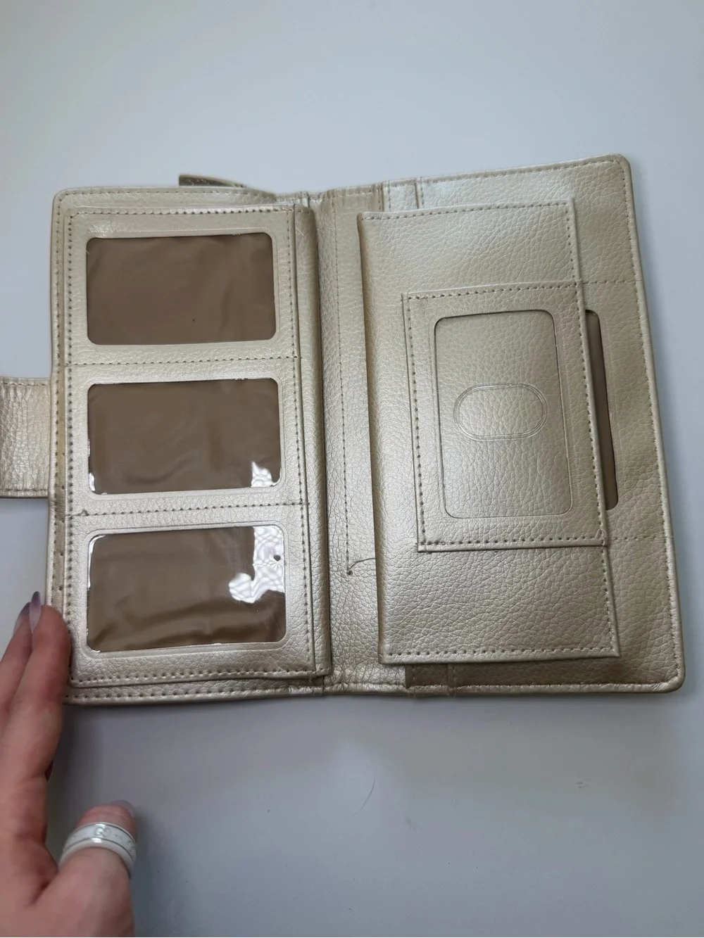 Metallic Textured Faux Leather Wallet with Gold Turn-Lock